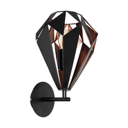 EGLO Carlton 1 - Wandlamp - Vintage - Zwart/Koper