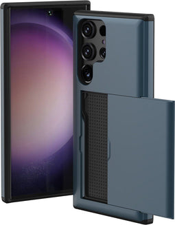 imoshion Hoesje Geschikt voor Samsung Galaxy S23 Ultra Hoesje - Ruimte voor 2 pasjes - imoshion Backcover met pasjeshouder - Donkerblauw