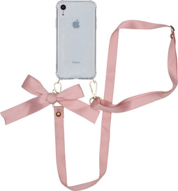 iMoshion Hoesje Geschikt voor iPhone Xr Hoesje Met Koord - iMoshion Backcover met koord - Satijn - Transparant