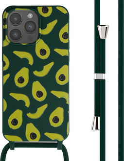 iMoshion Hoesje Geschikt voor iPhone 15 Pro Max Hoesje Met Koord - iMoshion Siliconen design hoesje met koord - Groen / Avocado Green