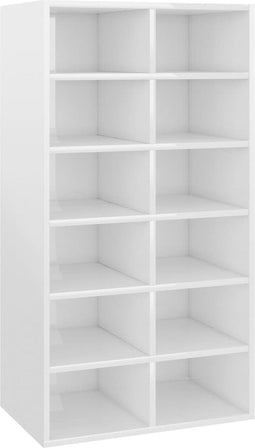 vidaXL - Schoenenrek - 54x34x100,5 - cm - bewerkt - hout - hoogglans - wit