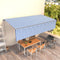 vidaXL - Luifel - handmatig - uittrekbaar - met - rolgordijn - 6x3 - m - blauw - en - wit