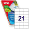 Klevende etiketten Apli 1276 Wit 100 Lakens 70 x 42,4 mm
