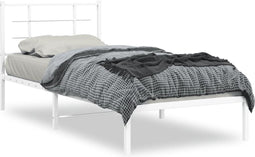 vidaXL - Bedframe - met - hoofdbord - metaal - wit - 90x190 - cm