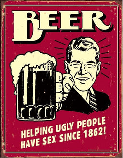 Metalen Retro Bord Beer Ugly People