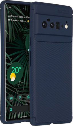 iMoshion Hoesje Geschikt voor Google Pixel 6 Pro Hoesje Siliconen - iMoshion Carbon Softcase Backcover - Blauw
