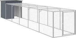 vidaXL - Kippenhok - met - ren - 110x609x110 - cm - gegalvaniseerd - staal - antraciet