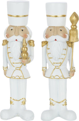 J-Line figuur Notenkraker - resine - wit/goud - medium - 2 stuks