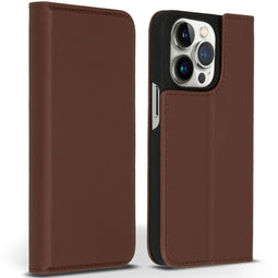 Accezz iPhone 14 Pro - Premium Leather Slim Bookcase - Echt Nappa leer - Bruin