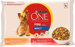 PURINA One Mini Adult Kip, Rund - nat hondenvoer - 4x100 g