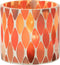 J-Line windlicht Mozaiek Blad - glas - rood/oranje - small - 2 stuks