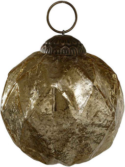 PTMD glazen kerstbal Liv diamant patroon - H8 x Ø8 - Goud