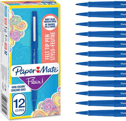 Paper Mate Flair - Viltstiften - Medium punt 0,7 mm veegvast - Blauw (36 stuks)