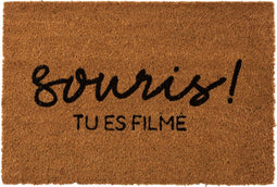 J-Line deurmat Souris! - kokosvezel - naturel/zwart