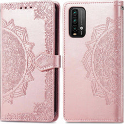 iMoshion Hoesje Geschikt voor Xiaomi Redmi Note 9T (5G) Hoesje Met Pasjeshouder - iMoshion Mandala Bookcase - Rosé Goud