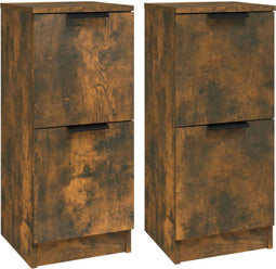 vidaXL - Dressoirs - 2 - st - 30x30x70 - cm - bewerkt - hout - gerookt - eikenkleurig