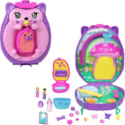 Polly Pocket JBJ91 - Speelfigurenset Mama en Baby Egel - 16 accessoires
