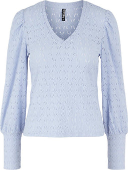 Pieces PCCHRISTY NEW - LS TOP BC Dames T-shirt - V-hals met mouwdetail - Maat XS