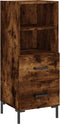 vidaXL - Dressoir - 34,5x34x90 - cm - bewerkt - hout - gerookt - eiken