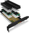 Icy Box PCIe 4.0 - PCIe extensiekaart voor 2x M.2 SSDs met heatsinks - Antraciet