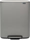 Brabantia Bo Prullenbak - 2 x 30 liter - Afvalscheiding - Mineral Concrete Grey (2 stuks)