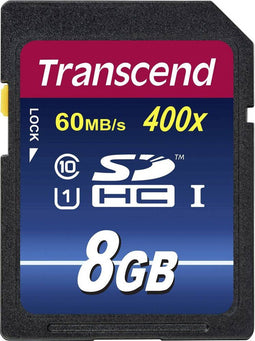 Transcend 8GB SDHC - Geheugenkaart Class 10 UHS-I 300X - 25 Mb/s schrijfsnelheid (1 stuk)