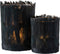 J-Line theelichthouder Veren - glas - zwart - large - 2 stuks