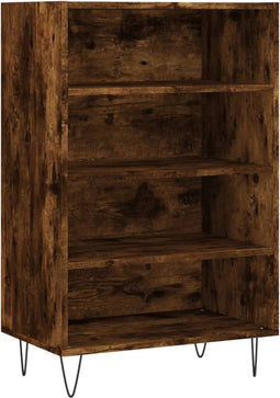 vidaXL - Hoge - kast - 57x35x90 - cm - bewerkt - hout - gerookt - eikenkleurig