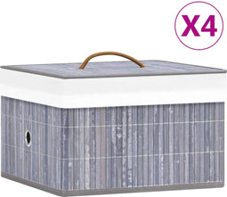 vidaXL - Opbergboxen - 4 - st - bamboe - grijs