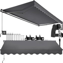 tectake® Ornella - Zonnescherm met Knikarm - 300 x 250 cm - Waterafstotend - Donkergrijs