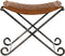 Foot-of-bed Bench DKD Home Decor Zwart Metaal Bruin Huid (53 x 45 x 44 cm)