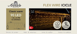 Anna's Collection Ijspegelverlichting -90 leds - warm wit - 180 x 70 cm - zwart lichtsnoer