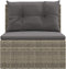 vidaXL - Tuinmiddenbank - met - kussens - poly - rattan - grijs
