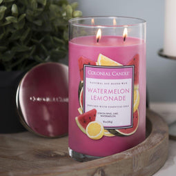 Colonial Candle – Classic Cylinder Watermelon Lemonade - 538 gram | geurkaars sojablend | 90 branduren | Watermeloen Citrus