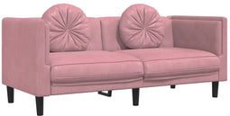 vidaXL - Bank - met - kussens - 2-zits - fluweel - roze