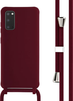 iMoshion Hoesje Geschikt voor Samsung Galaxy S20 Hoesje Met Koord - iMoshion Siliconen hoesje met koord - Donkerrood