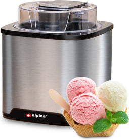 alpina IJsmachine - IJsmaker 2L - Roomijs, Frozen Yoghurt, Sorbet, etc. - RVS - Zilver