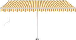 vidaXL - Luifel - automatisch - met - LED - en - windsensor - 450x350 - cm - geel - wit