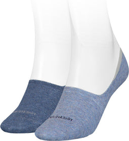 Calvin Klein 2P Cotton Logo Jessica - Dames Invisible Sneakersokken - Blauw (2 paar)