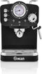Swan Retro Espresso Koffiemachine - Pistonmachine - Koffiezetapparaat Bonen - Barista Koffie - Zwart
