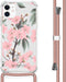 iMoshion iPhone 11 - Hoesje met Koord - Verstelbaar Koord - Groen Roze Cherry Blossom