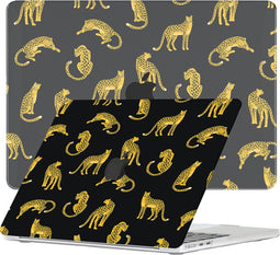 Lunso Geschikt voor MacBook Air 13 inch M2/M3 (2022-2024) cover hoes - case - Leopard Black