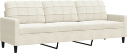 vidaXL - Driezitsbank - 210 - cm - fluweel - crèmekleurig