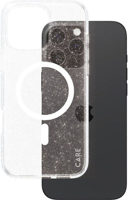 PanzerGlass CARE by PG White MagS iPhone16 6.9 Pro - Soft case - MagSafe ondersteuning - Glitter design