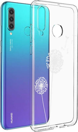 iMoshion Hoesje Geschikt voor Huawei P30 Lite Hoesje Siliconen - iMoshion Design hoesje - Wit / Transparant / Dandelion
