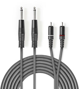 Nedis COTH23320GY50 - Audiokabel 6.35mm-naar-RCA - 500cm - Grijs