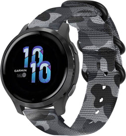 iMoshion Nylon 22 mm bandje – Geschikt voor Garmin Venu 2 / Fenix 7 Pro / 7 / 7s / 6 Pro / 6 / Vivoactive 4 / Polar Grit X Pro / X / Vantage M2 / V2 - Donkergrijs