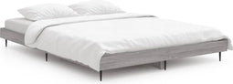 vidaXL - Bedframe - bewerkt - hout - grijs - sonoma - eikenkleurig - 140x190 - cm
