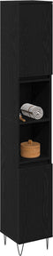 vidaXL - Badkamerkast - Zwart - Eiken - 30x30x190 - cm - Geengineerd - Hout