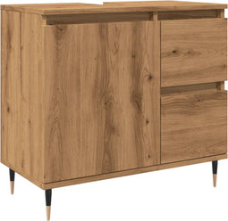 vidaXL - Badkamerkast - 65x33x60 - cm - bewerkt - hout - artisanaal - eikenkleurig
